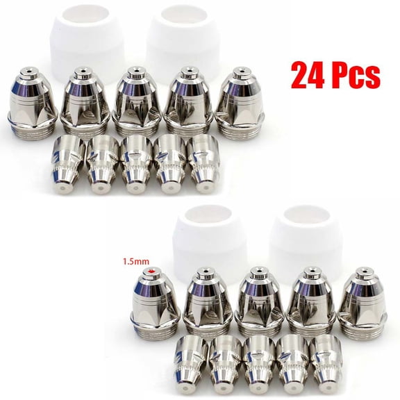 For P80 Plasma Torch Consumables Set 24pcs Including Electrode Tips Nozzle Shield for Lotos LTFor P8000 IGBT 80A