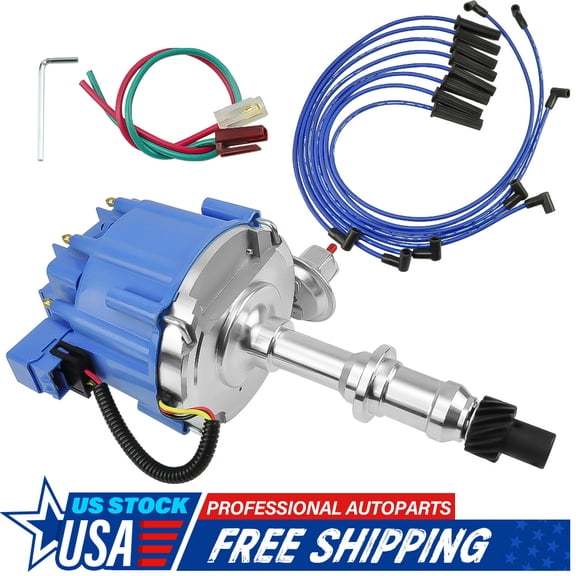 For PONTIAC 326 350 389 400 455 HEI DISTRIBUTOR + 8.5mm SPARK PLUG WIRES USA