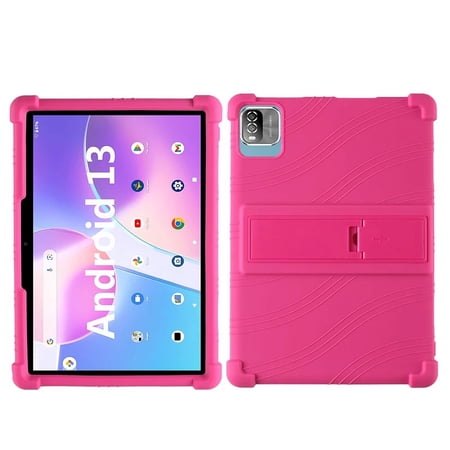 For PRITOM Android 12 Tablet 10.1 Inch Shockproof Cover Teclast Android 13 Tablet Kids Silicon Stand Protective Shell Soft Pink