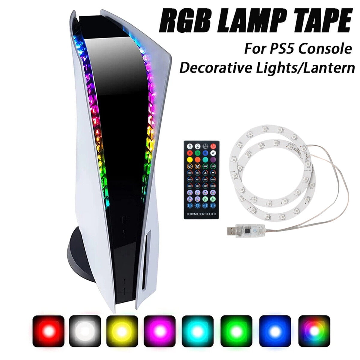 For PS5 Console USB 5050 RGB LED Light Strip Kit Sync Music 8