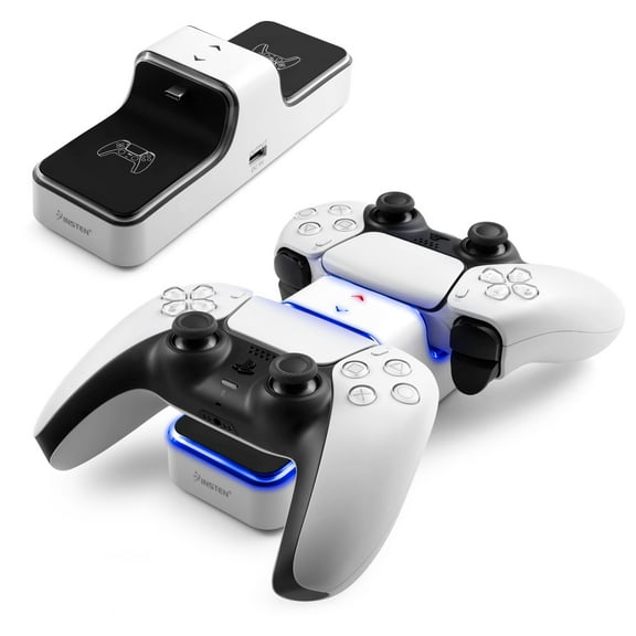 Controller Charger Compatible with PS5 Dual Charging Station Dock with LED Indicator Light, Intended for PlayStation 5 Controller Accessories (White)