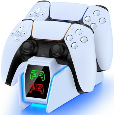 PS5 Controller Charger, PS5 Charging Station for P5 Controllers - Fast Charging Dock with light Indicator,White