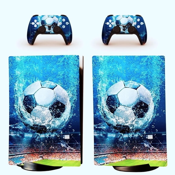 For PS5 Skin Disc Edition Anime Console and Controller Vinyl Cover Skins Wraps For PlayStation 5 Disc Version CD-ROM Version Blue And Football