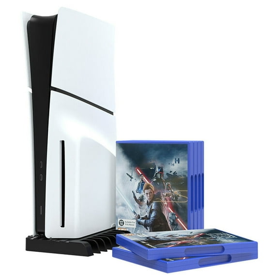 Console Base for PS5 Slim with 11 Game Cartridge Slots Digital & Disc Edition Storage Rack Stand Accessories-Black