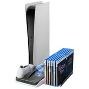 Controller Cooling Station with Dual Charging Dock Stand Compatible with PS5   Turbo Cooling Fan, 12 Video Game Slots Storage, 3 USB Hub