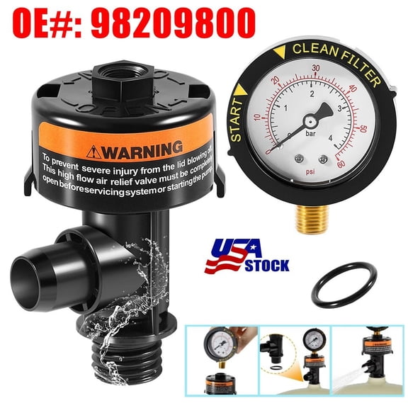 For Pentair Clean & Clear/FNS/Predator Air Relief Valve w/Gauge 98209800 O-Ring