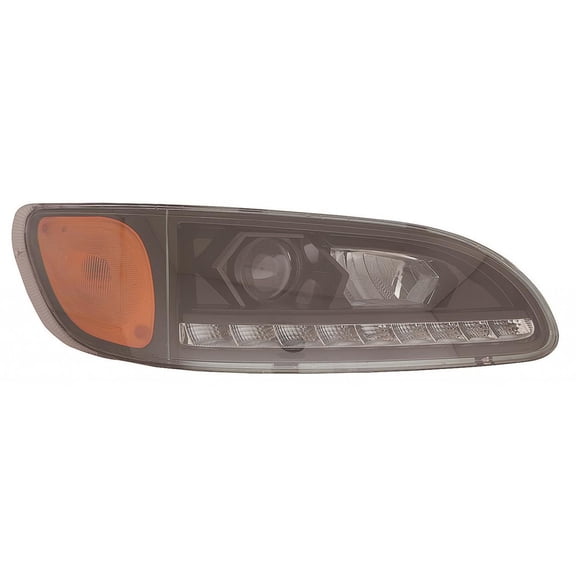 For Peterbilt 348 Headlight Assembly 2012 13 2014 Passenger Side w/ LED Daytime Running Light Black