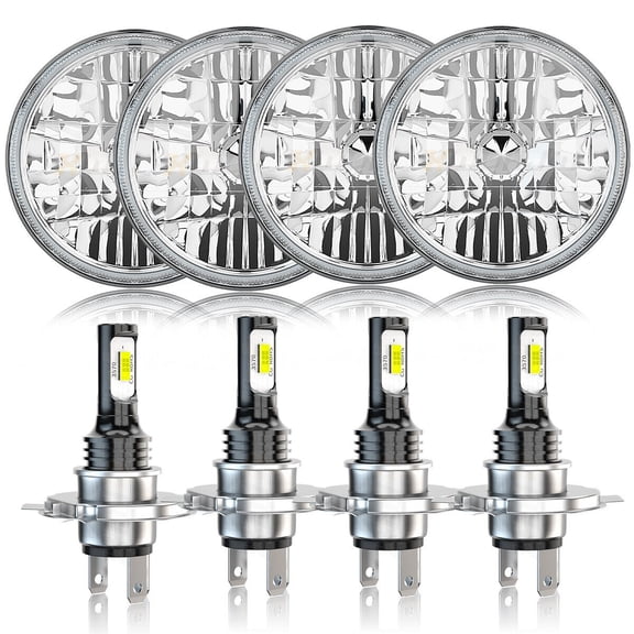 For Peterbilt 349 359 4pcs 5.75" inch Round Headlight H4 High Low Beam 4X