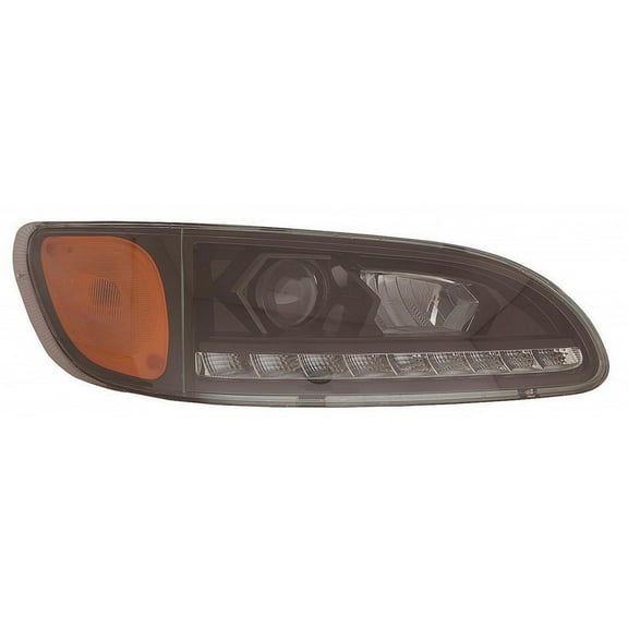 For Peterbilt 384 Headlight Assembly 2008-2014 Passenger Side w/ LED Daytime Running Light Black