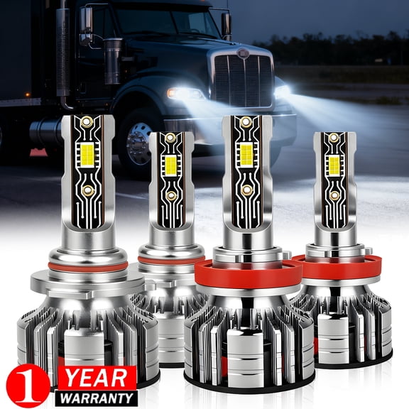 For Peterbilt 388 389 2008-2015 -4x White LED Headlight High&Low Beam Bulbs