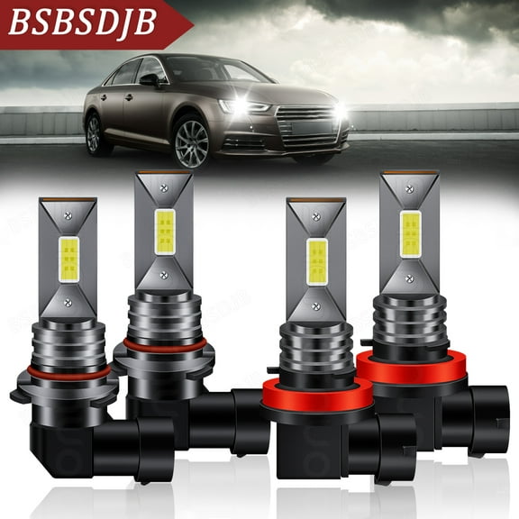 For Peterbilt 388 389 Combo 4x 6000K White LED Headlight Conversion Kit Bulbs