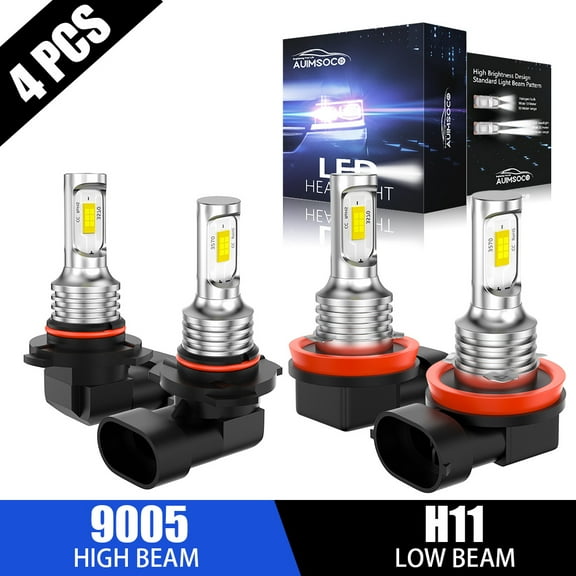 For Peterbilt 579 389 4X White 9005 H11 LED Combo Bulbs Headlight High Low Beam Halogen Replacement Easy Install
