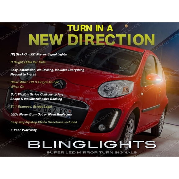 For Peugeot 107 LED Side Mirror Turn Signal Lights Signaler Lamps Pair Set
