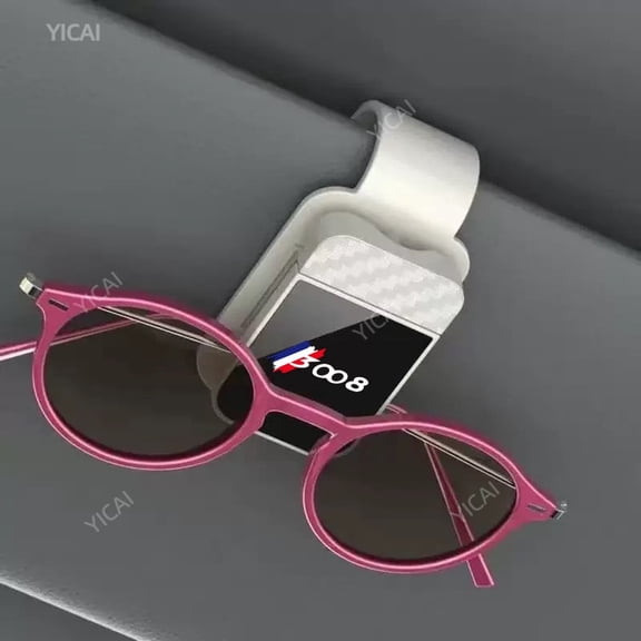 For Peugeot 3008 Carbon Fiber pattern Car Sun Visor Glasses Clip Press type Car Sunshades ABS Sunglasses Clip And Ticket Clip