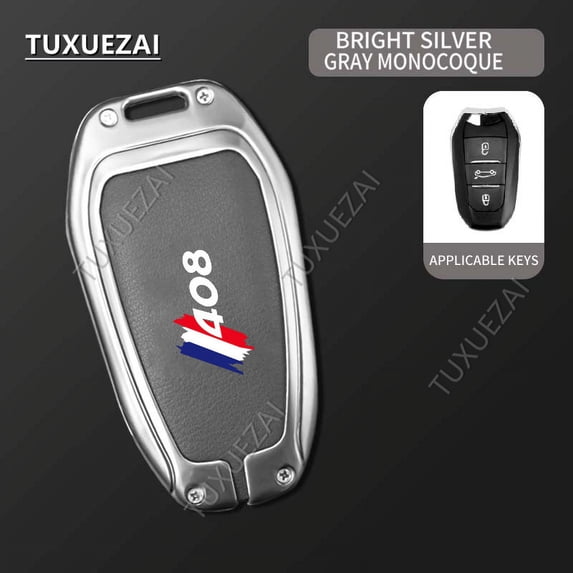 For Peugeot 408 A 3 buttons key case Zinc Alloy Leather Car Key Case Cover 3008 4008 5008 RCZ 308 2008