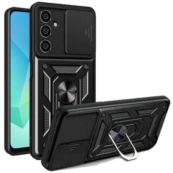 For Pinwheel Plus 5 Camera Push Kickstand Phone Case - Black
