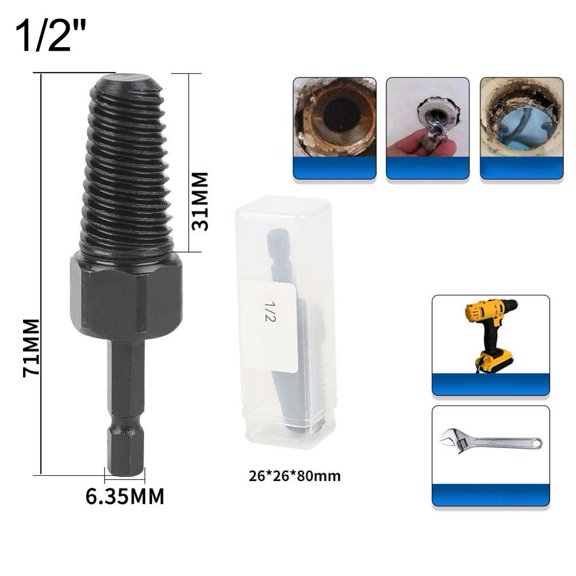 For Plumbing Repair Tool Hex Shank Broken Screw Extractor For 1/2 3/4 Inch