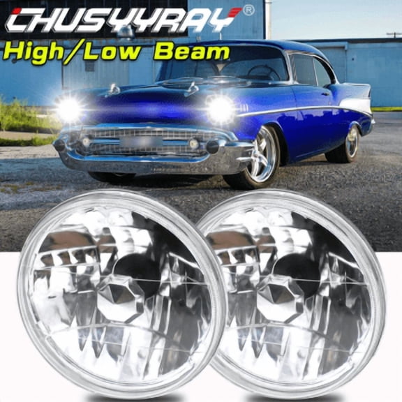 For Plymouth Barracuda Cuda Duster 340 7" LED Round Headlights Hi/Lo Beam