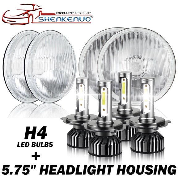 For Plymouth Road Runner 1968-1974 4PCS 5.75" Round LED Headlights Hi/Lo Beam