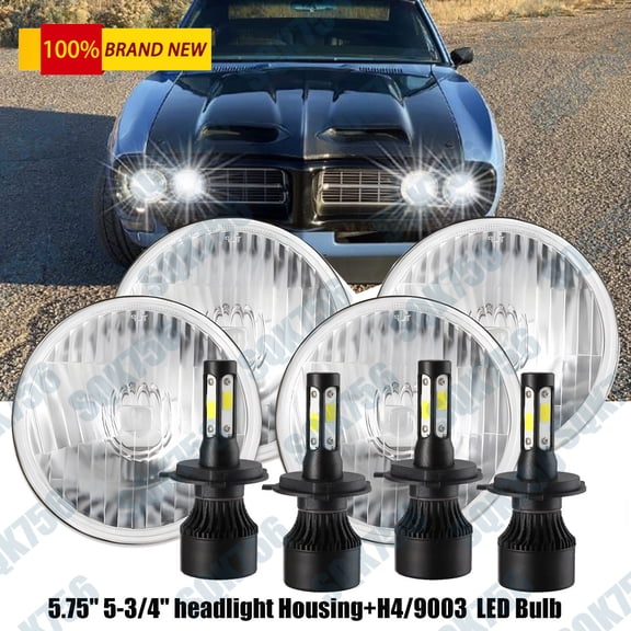 For Pontiac GTO Grand Prix Firebird 4pcs 5 3/4" 5.75 LED Headlights Hi/Lo Beam