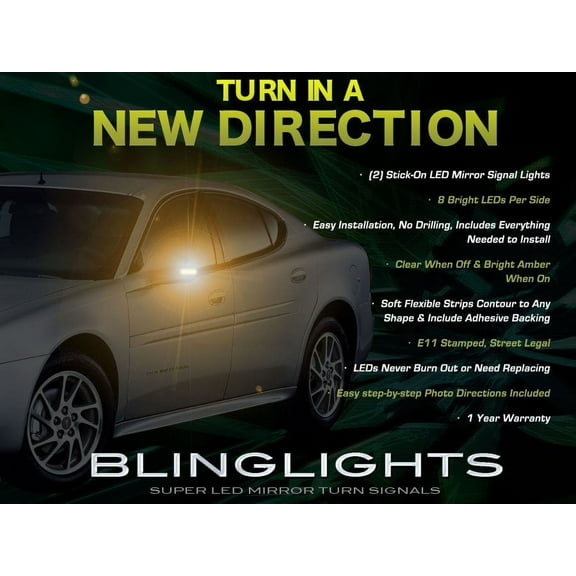 For Pontiac Grand Prix LED Side View Mirror Turnsignal Lights Mirrors LEDs Turn Signal Lamps Signalers