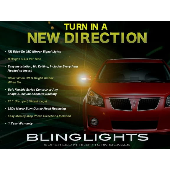 For Pontiac Vibe Side View LED Mirror Turnsignals Lights Turn Signals Lamps Mirrors Light Signalers