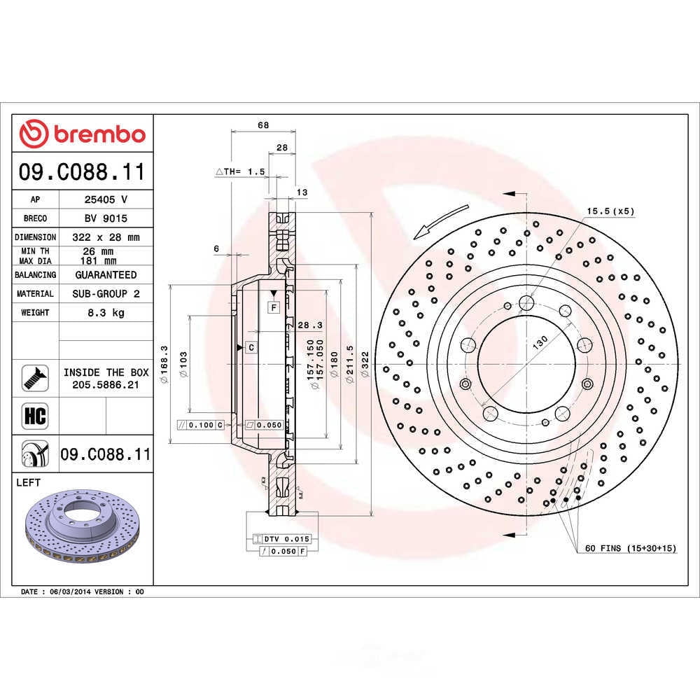 Brembo 09.C088.11 PRIME Disc Brake Rotor