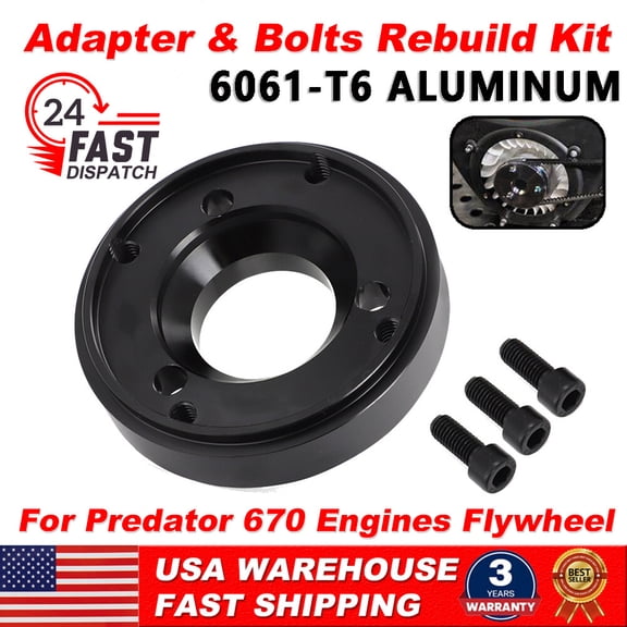 For Predator 670 Engines Flywheel Adapter & Bolts Rebuild Kit 6061-T6 Aluminum