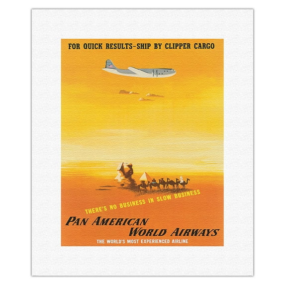 For Quick Results Ship By Clipper Cargo - Pan American World Airways - Vintage Airline Travel Poster by Edward McKnight Kauffer c.1949 - Fine Art Rolled Canvas Print 11in x 14in