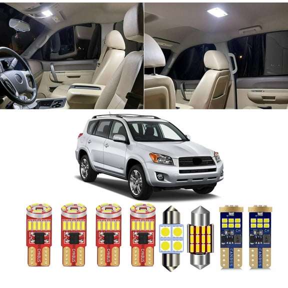 For RAV4 LED Interior Light Kit for Toyota RAV4 2006 2007 2008 2009 2010 2011 2012 Interior Map Dome Trunk Vanity Mirror Bulbs + Install Tool