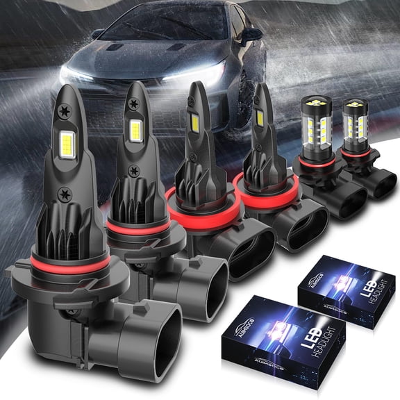 For Ram 1500 2011-2018 LED Headlight 6x Bulbs 9005+H11+H10 Combo Kit, High Low Beam & Fog Light, Plug & Play Easy Install