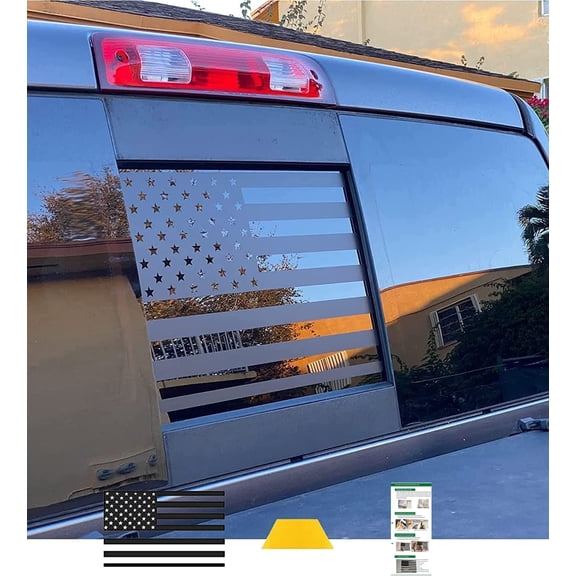 For Ram 2009 To 2024 2025 2026 Flag Decals Stickers Truck Middle Window Matte Black Decal Sliding Rear
