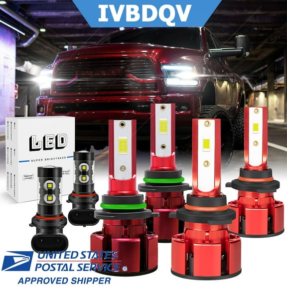For Ram 2013-2018 w/o projector
LED Headlight Hi/Low Fog Light Bulbs kit