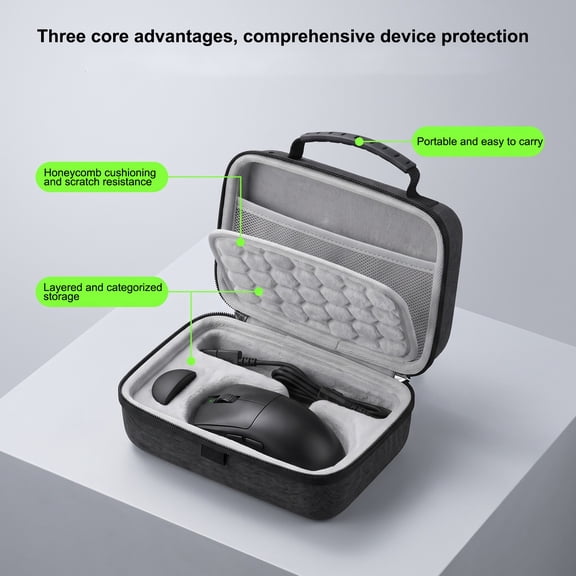 For Razer Viper V4 Pro/V3 Pro Hard EVA Carrying Case Shockproof Scratchproof Honeycomb Cushion Travel Storage Protective Bag