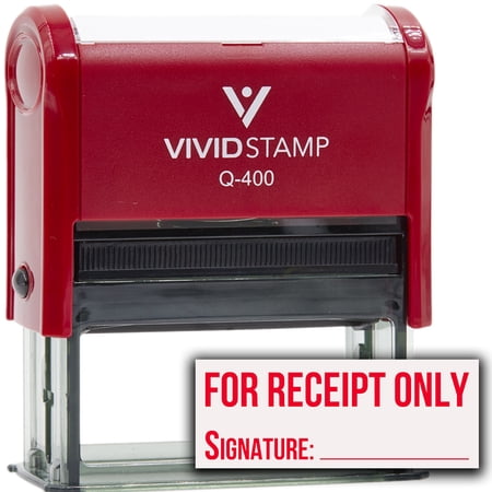 For Receipt Only with Signature and Date Line Self Inking Rubber Stamp (Red Ink) - Q-400