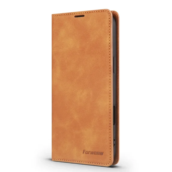 For Redmi 13 4G phone protective case, premium PU leather protective cover, TPU bumper, with card holder bracket, hidden magnetic suction shock-absorbing flip wallet protective cover