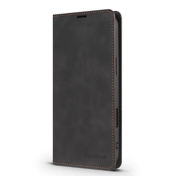 For Redmi note 10 4G phone protective case, premium PU leather protective cover, TPU bumper, with card holder bracket, hidden magnetic suction shock-absorbing flip wallet protective cover