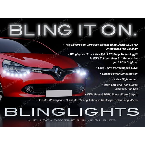 For Renault Clio LED DRL Head Light Strips Day Time Running Lamps Kit