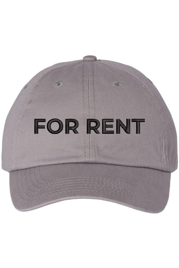 For Rent Sign Embroidered Dad Hat | Adjustable Funny Gift Baseball Cap for Men and Women (Grey)