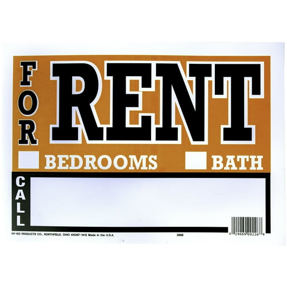 For Rent Sign Orange/Black High Quality by Hy-Ko