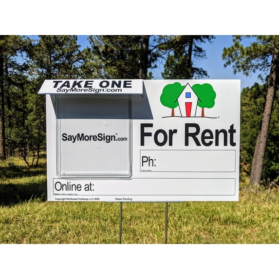 For Rent Sign with Flyer Box Includes Foot Stake