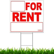 For Rent Yard Signs Double Sided Prints on 24" x 18" Corrugated Plastic Lawn Sign + 24" Heavy Duty H-Stakes Wire Stand