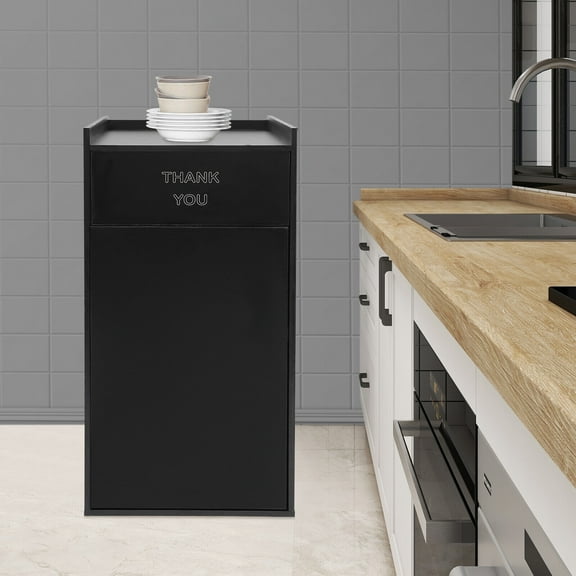 For Restaurants, Cafeterias, Food Courts, Schools,Modern Black Trash Can, Commercial Trash Can, Trash Can Cabinet
