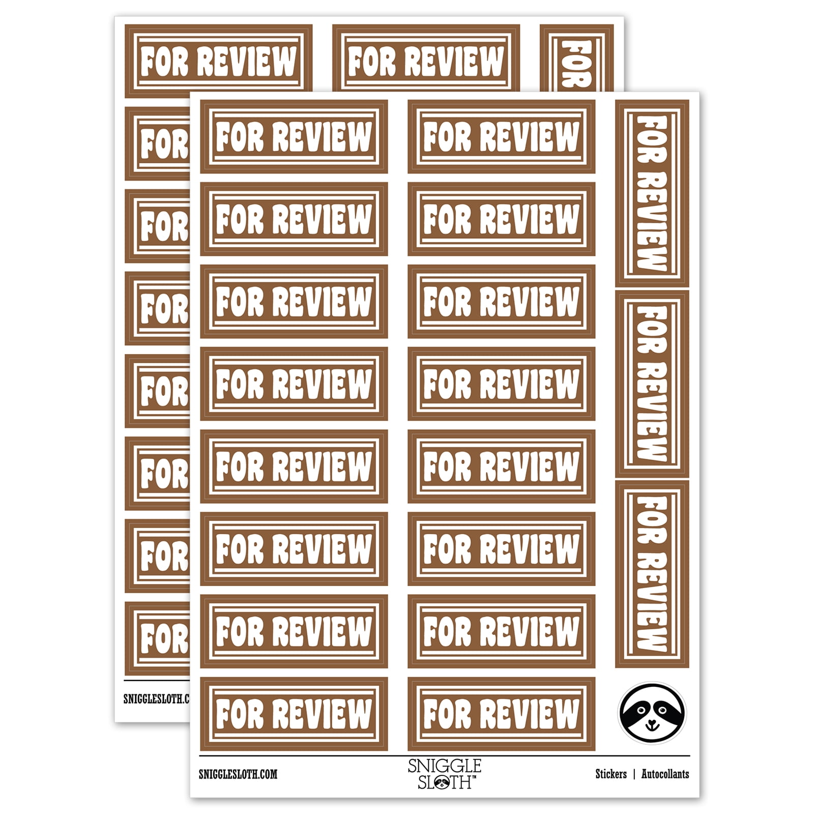 For Reference Sticker For Review with Border Document Sticker Set - Brown - Gloss Finish - 2. ...
