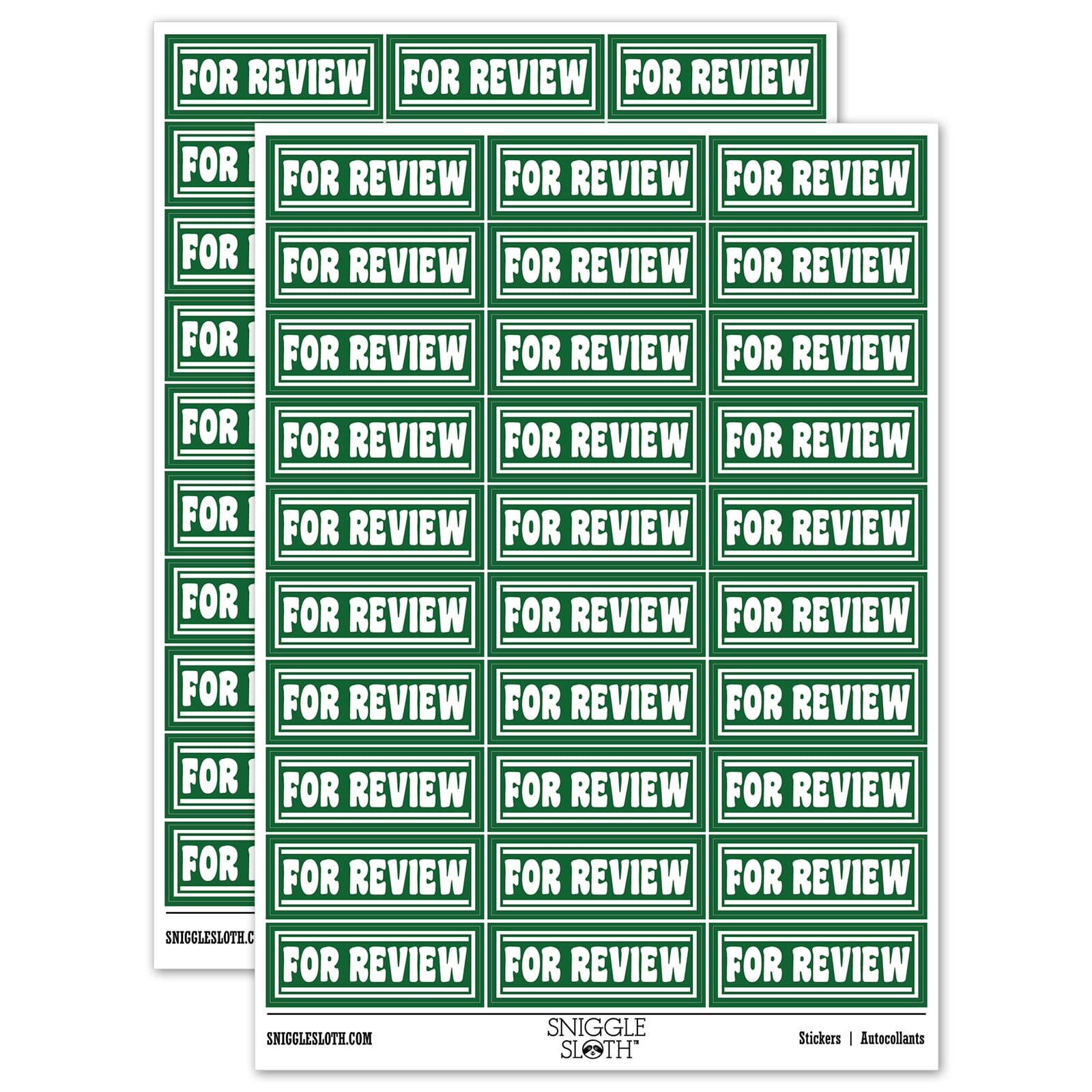 For Review Sticker For Review with Border Document Sticker Set - Dark Green - Matte Finish ...