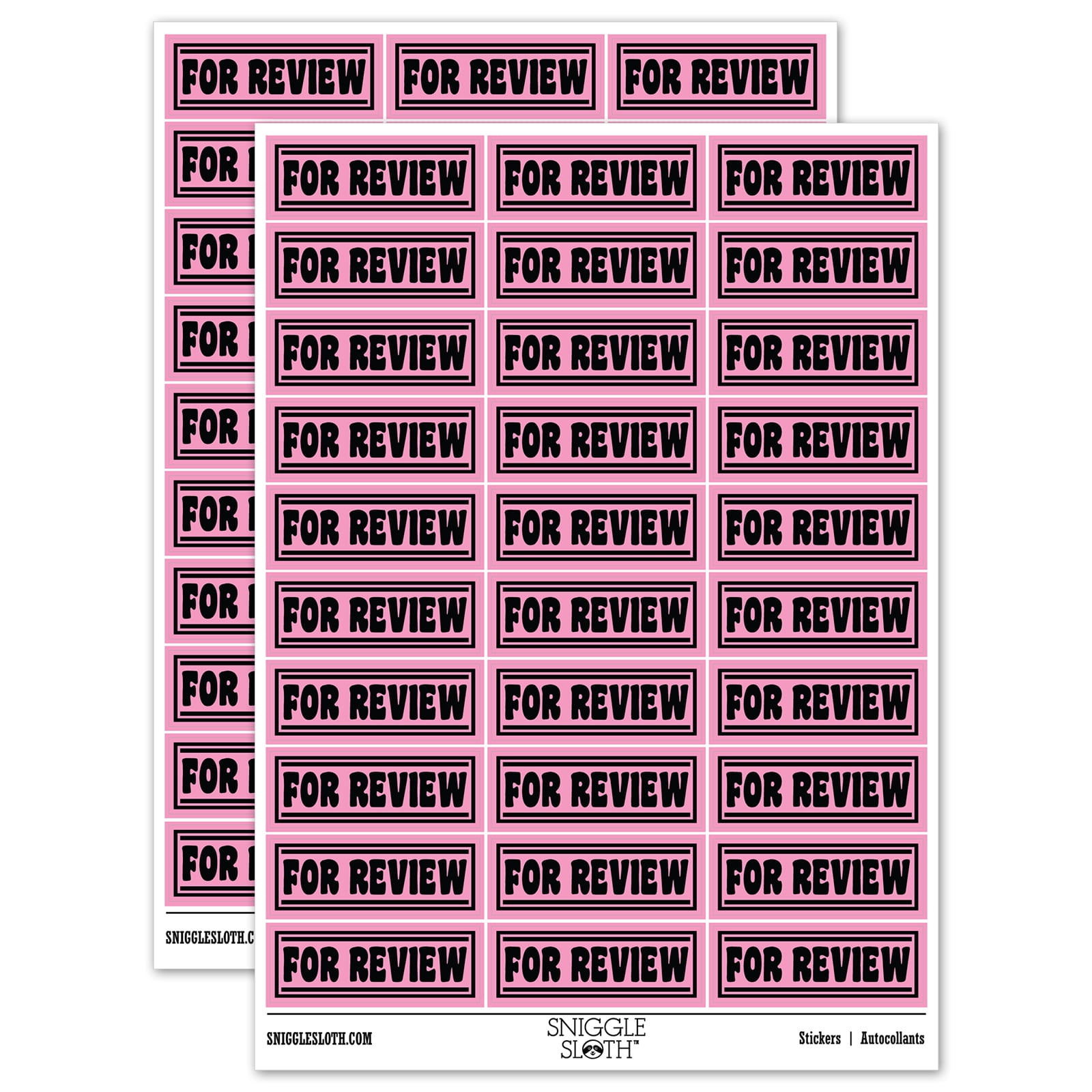 For Review Sticker For Review with Border Document Sticker Set - Light Pink - Gloss Finish ...