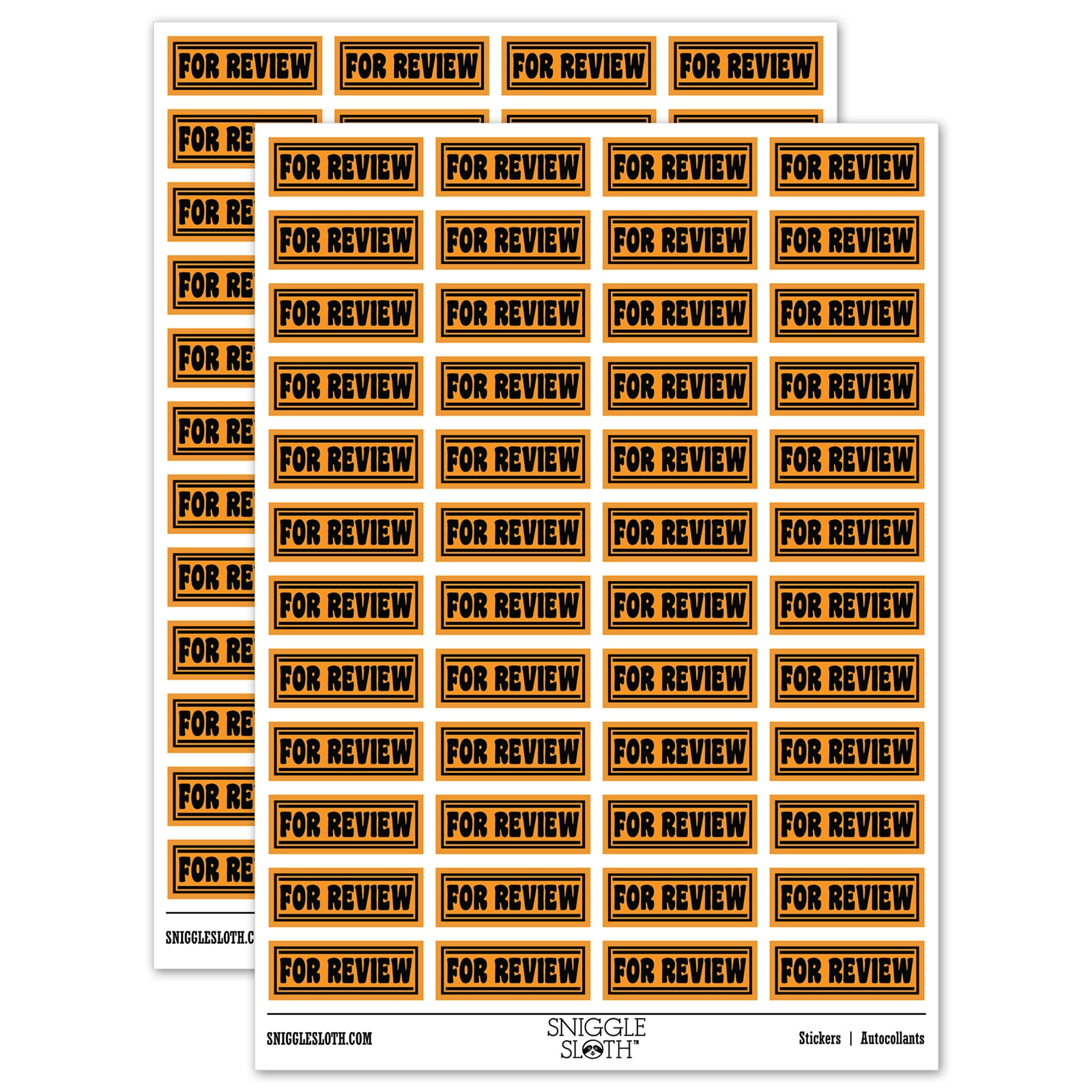 For Review Sticker For Review with Border Document Sticker Set - Orange - Gloss Finish - 1 ...