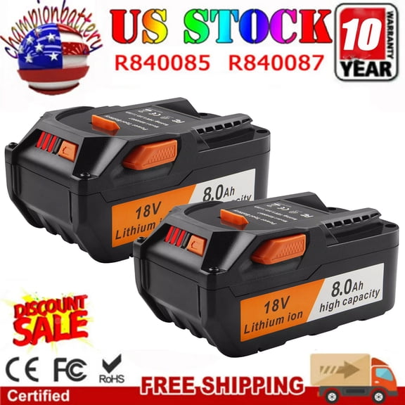 For Ridgid 18V 8.0Ah Li-ion Battery Pack R840087 R840085 R840086 R840083 R86092