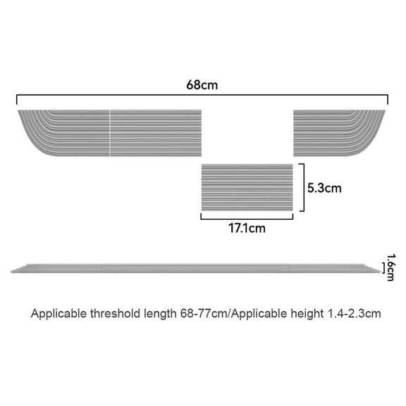 For Robotic Vacuum Threshold Ramp - Adjustable Length 68-77cm, Height 1.4-2.3cm for ECOVACS ROBOROCK
