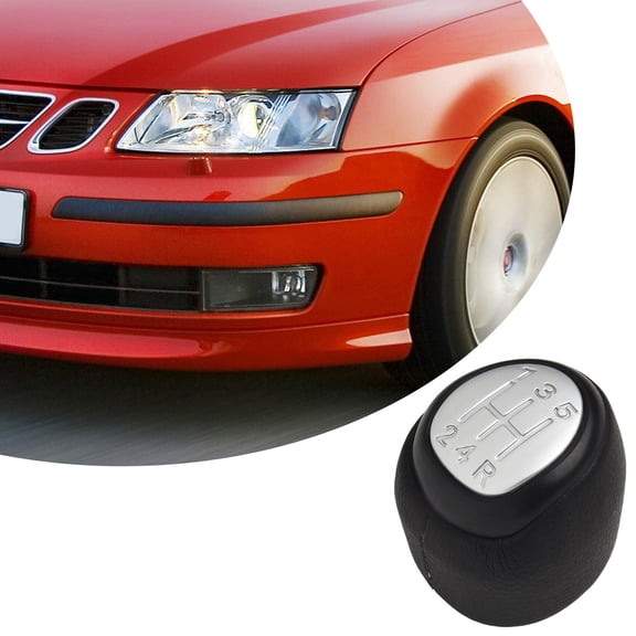 For SAAB 9-3 2003-2012 5 Speed Gear Shift Knob Silver ABS PU Leather Replacement Interior Accessory